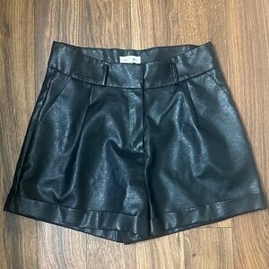Eesome Black High Waist Faux Leather Shorts